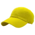 Gros plan détaillé de la casquette de baseball unie en coton jaune avec visière courbée. - M (56-58cm) / Jaune vif