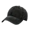 Casquette de Baseball en Coton Lavé Vintage Noir Réglable Protection Solaire Casual - M (56-58cm) / Noir