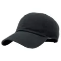 Vue détaillée de la casquette de baseball noire en coton uni avec visière courbée. - M (56-58cm) / Noir