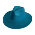 Chapeau fedora en daim bleu sarcelle détail, couronne larme rétro coiffe mode chic. - M (56-58cm) / Bleu sarcelle
