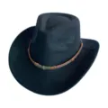 Chapeau de cowboy occidental en daim noir avec bandeau en cuir tressé et boucle en métal - M (56-58cm) / Noir