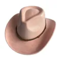 Chapeau cowboy western en daim rose, lanière crâne métal rétro, casquette jazz élégante. - M (56-58cm) / Pêche