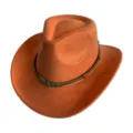 Chapeau de cowboy occidental en daim orange pour hommes femmes chapeau de jazz rétro. - M (56-58cm) / Rouge Orangé
