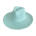 Chapeau fedora en suédine à large bord bleu clair chapeau de jazz rétro pour homme et femme - M (56-58cm) / Vert menthe