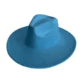 Détails du chapeau fedora bleu en similicuir suédé, design rétro couronne larme. - M (56-58cm) / Bleu ciel
