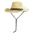 Sombrero de vaquero de paja estilo western para verano, con cinta marrón y piedras turquesas. - M (56-58cm) / Beige