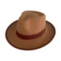 Detailed close-up of the contrast-edge felt fedora hat showcasing its elegant ribbon band. - M (56-58cm) / Brown