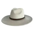 Chapeau fedora large en faux daim style retro cowboy pour femme homme fete en plein air tresse - M (56-58cm) / Blanc Cassé