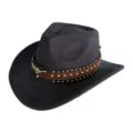 Vintage western cowboy hat with metal bull head and studded leather band, suede style. - M (56-58cm) / Navy Blue