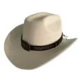 Chapeau de cowboy occidental en suède rétro avec boucle de taureau en métal unisexe. - M (56-58cm) / Beige