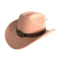 Chapeau cowboy rose en suédine style western avec ceinture marron et boucle de tête de taureau - M (56-58cm) / Rose