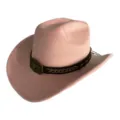 Chapeau de cowboy occidental en suédine rose avec boucle tête de taureau et lanière. - M (56-58cm) / Rose foncé