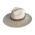 Retro wide-brim faux suede fedora hat with bohemian braided band, elegant flat brim hat. - M (56-58cm) / Off White