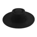 Sombrero de fieltro de ala ancha clásico con elegante lazo lateral, estilo retro. - M (56-58cm) / Negro