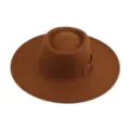 Sombrero fedora de fieltro marrón estilo británico con ala ancha, elegante diseño vintage. - M (56-58cm) / Café