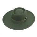 Vista detallada de un sombrero de fieltro verde oscuro clásico con cinta de lazo. - M (56-58cm) / Verde Oscuro