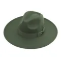 Κλασικό σκούρο πράσινο καπέλο fedora με φαρδύ γείσο και κομψό φιόγκο, ρετρό στυλ. - M (56-58cm) / Πράσινο του Στρατού