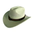 Chapeau de cowboy occidental en suédine vert clair avec ceinture en cuir et boucle bouv. - M (56-58cm) / Vert menthe