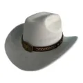 Chapeau de Cowboy Western en Daim Gris avec Boucle Tête de Taureau et Bande en Cuir - M (56-58cm) / Gris Argent