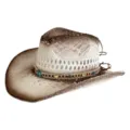 Chapeau de cowboy en paille ajourée rétro pour homme et femme, chapeau de plage d'été chic. - Retro hatband - hollow white tie-dye straw hat