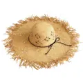 Wide-brim frayed raffia sun hat for women stylish summer beach vacation UV protection. - Horseshoe Floral Hollow Straw Hat