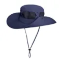 Cappello da sole all'aperto blu scuro con pannello in rete traspirante e sottogola regolabile. - Blu navy / M（56-58cm）