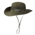 Cappello da sole verde in rete, cappello da pesca traspirante con sottogola per escursioni. - Verde militare / M（56-58cm）