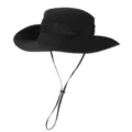 Cappello da pesca nero in rete con protezione solare e sottogola regolabile. - Nero / M（56-58cm）