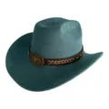 Chapeau de cowboy western en suédine sarcelle vintage avec bande à boucle tête de taureau. - M (56-58cm) / Bleu sarcelle