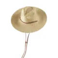 Sombrero de paja panama mujer verano playa sol ala ancha con correa cuero ajustable - M (56-58cm) / Estilo Corona Melocotón
