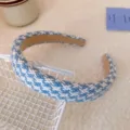 Serre-tête large en tricot bleu, cerceau de cheveux tissé doux accessoire de mode pour femme - qd22# Bandeau Bleu