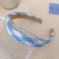 Serre-tête large en tricot bleu, cerceau à cheveux doux et pelucheux, style doux pour femmes. - qd23# Bandeau Bleu
