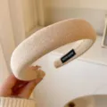Bandeau tricoté large pour femme, cerceau à cheveux beige rembourré, accessoires élégants unicolores. - qd1# Bandeau Basique Thé au Lait
