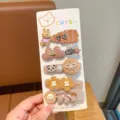 Simpatici fermagli per capelli marroni per ragazze, accessori eleganti per bambini. - Set di 5 Pezzi Coniglietto Marrone