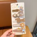 Jolies barrettes marron pour filles, pinces latérales mignonnes, accessoires pour enfants. - Ensemble de 5 Pièces Chiot Marron