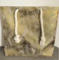 Sac cabas à motif de feuilles de palmier dorées avec poignées en corde épaisse sac - Feuilles d'or
