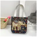 Etnischer Stil gewebte Elefanten bestickte Canvas Handtasche fuer Damen taeglich - Stil 5