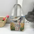 Canvas Tragetasche mit künstlerischem Mädchen Gobelin Design, elegante Freizeittasche. - Stil 3