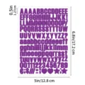 Purple alphabet letter number stickers DIY name labels waterproof vinyl decal sheet 5x6.8in - Purple