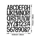 Autocollants de lettres alphabet en vinyle de 2 pouces, feuille de chiffres et symboles. - Noir