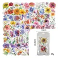Holographic floral vinyl stickers set, shiny decorative waterproof sticker pack for water bottle laptop. - Q10 Holographic Floral Stickers 100 Pcs