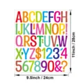 Feuille d'autocollants de lettres et chiffres alphabet en vinyle coloré affiche DIY art 28x24cm - Coloré