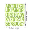 Hoja de pegatinas de letras y numeros en vinilo verde, 9.5x11 pulgadas set de DIY. - Verde claro