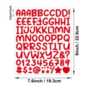 Hoja de pegatinas rojas de letras y números de 1 pulgada para manualidades y decoración. - Rojo