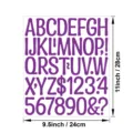 Hoja de pegatinas letras numeros vinilo 9.5x11 pulgadas alfabeto morado arte DIY - Púrpura