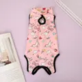 Rosa Katzen OP-Body atmungsaktive Haustier Kleidung süsses Einhorn Design für Katzen - S / Rosa Basis Regenbogen Pony Kaninchen