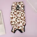 Cat post-surgery recovery suit cow print breathable soft pet clothing for cats protection. - Coffee Cow Pattern