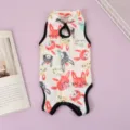 Pet cat post surgery recovery suit cute rabbit print soft breathable elastic kitten apparel - Colorful Hand-Drawn Rabbit