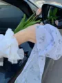 Zomer bloemige driehoekige haarsjaal witte doorschijnende haarband landelijke stijl accessoire. - Driehoekige Sjaal - Paarse Bloemen