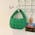 Mini sac à main matelassé vert, élégant sac à poignée unicolore pour femmes et filles. - Vert